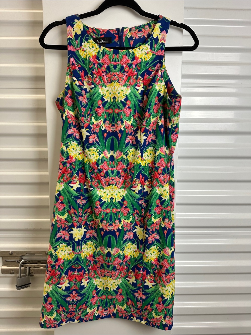 AGB Navy Floral Mirror-Print Mini Dress